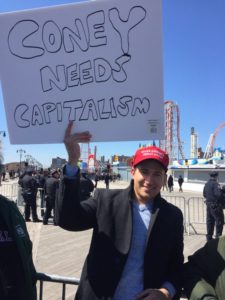Anthony Grina at a Bernie Sanders rally, April, 2016